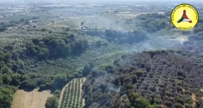 Vetralla, vasto incendio tra Ucciano e valle Caiano