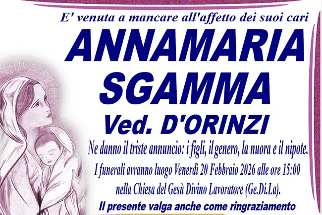 ANNAMARIA SGAMMA ved. D’ORINZI