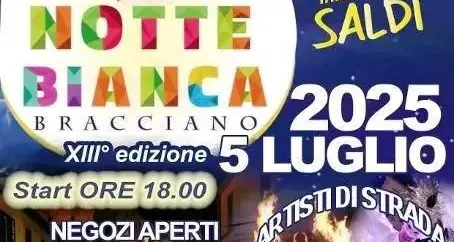 Bracciano, sabato 5 luglio la Notte Bianca con spettacoli, musica live, negozi aperti e intrattenimento per le vie del centro storico