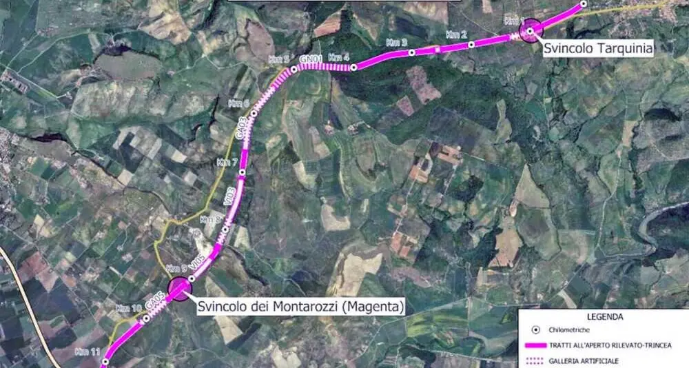 Trasversale Orte Civitavecchia, avanti tutta con il tracciato magenta