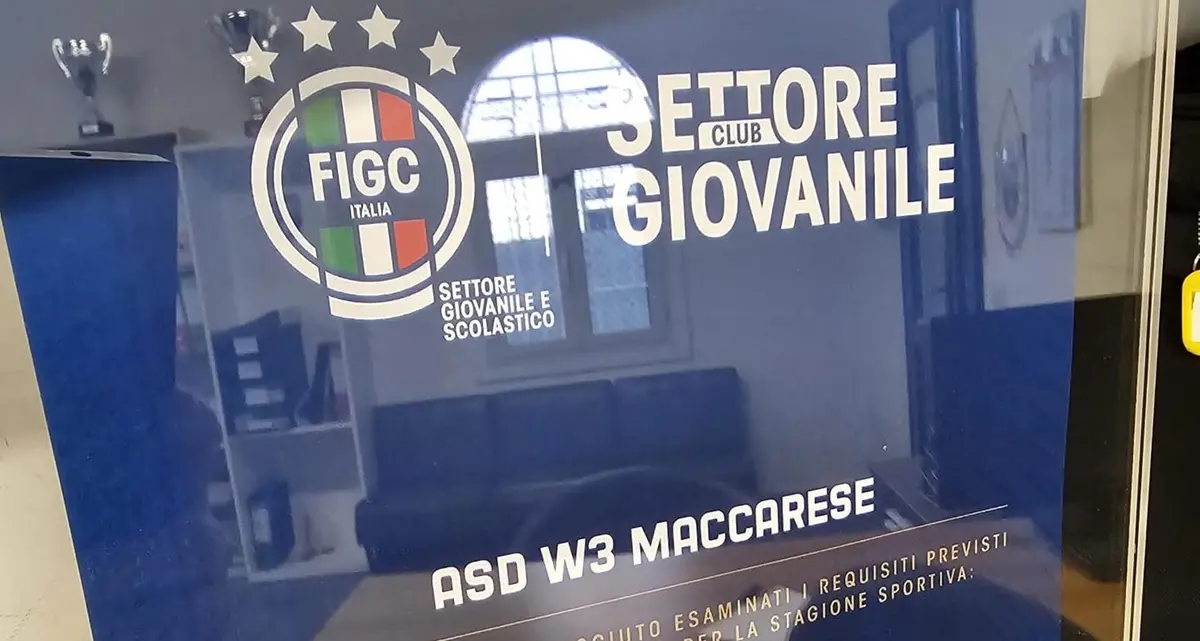 W3 Maccarese, dalla Lnd Lazio la targa ufficiale di Scuola Calcio di 3° Livello